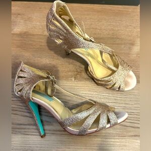 Blue by Betsey, Gold glitter heels, gently used